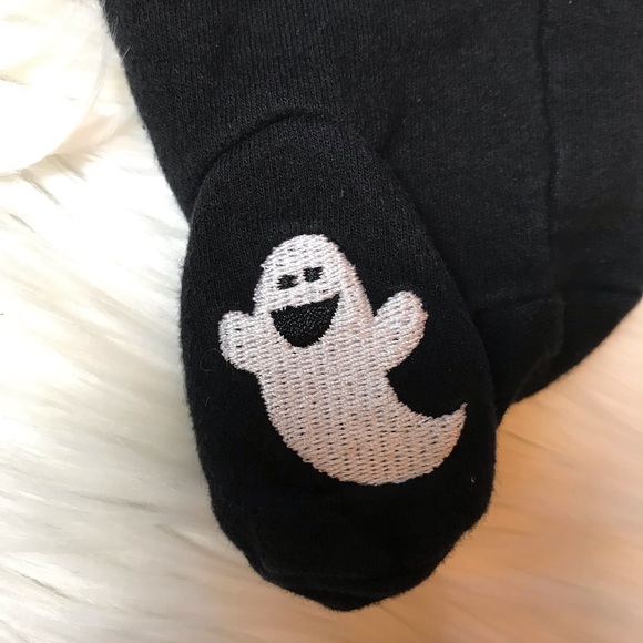 Halloween Black Footed Pants Ghost Feet Boo Bottom - Picture 4 of 6